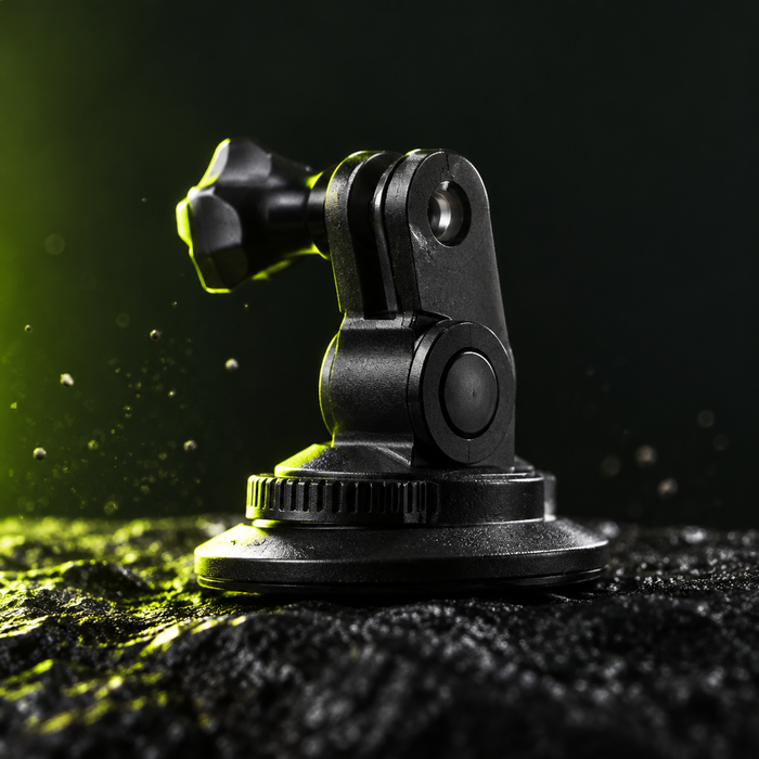 A macro photograph of the exact black 360-degree rotating clip accessory, isolated as a complete wor